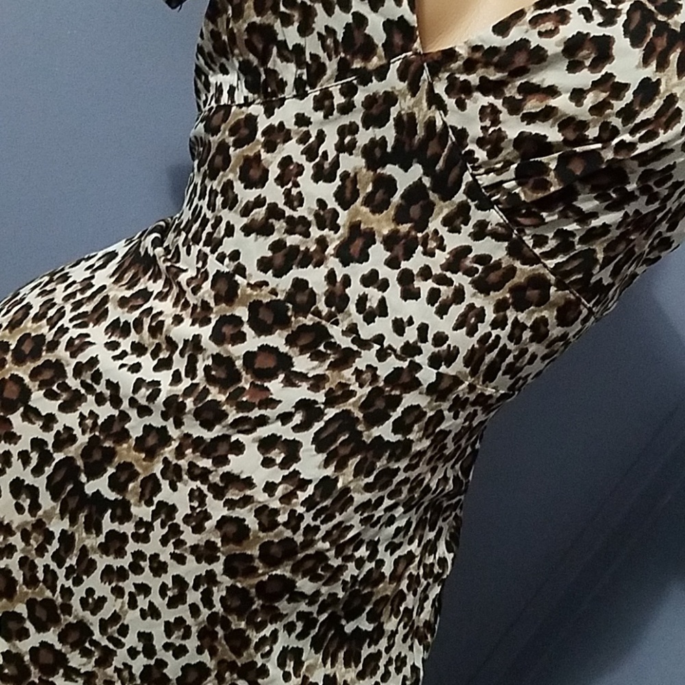 Animal Print Deep V Neck Spring Dress - Picture 4 of 8